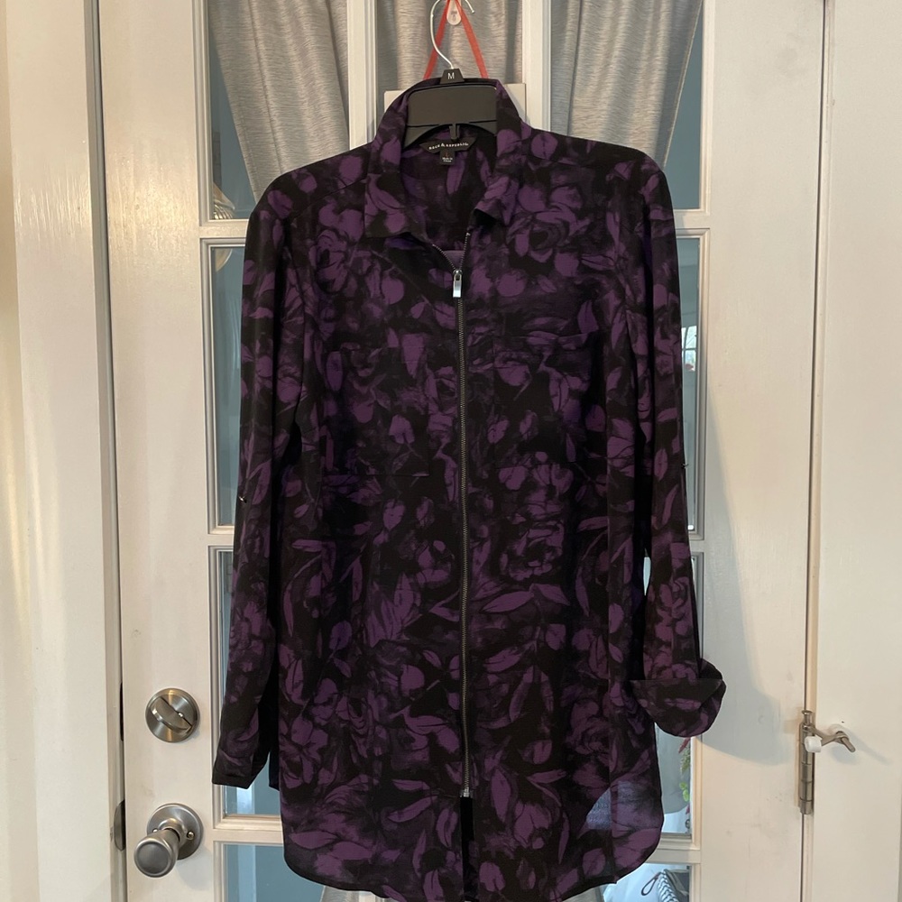 Dark purple and black zipper blouse size large